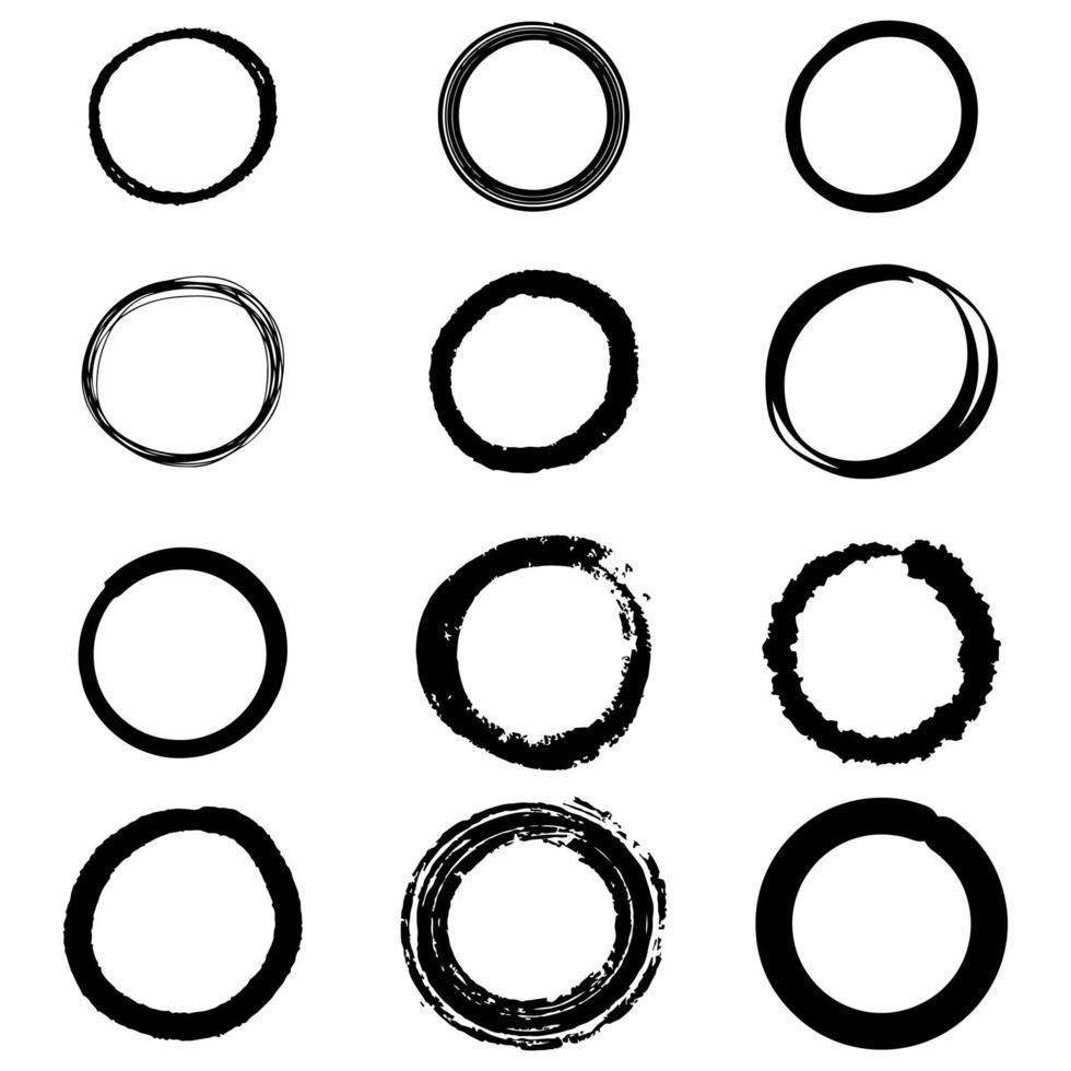 conjunto de boceto de línea de círculo de garabato vectorial dibujado a mano aislado sobre fondo blanco. vector