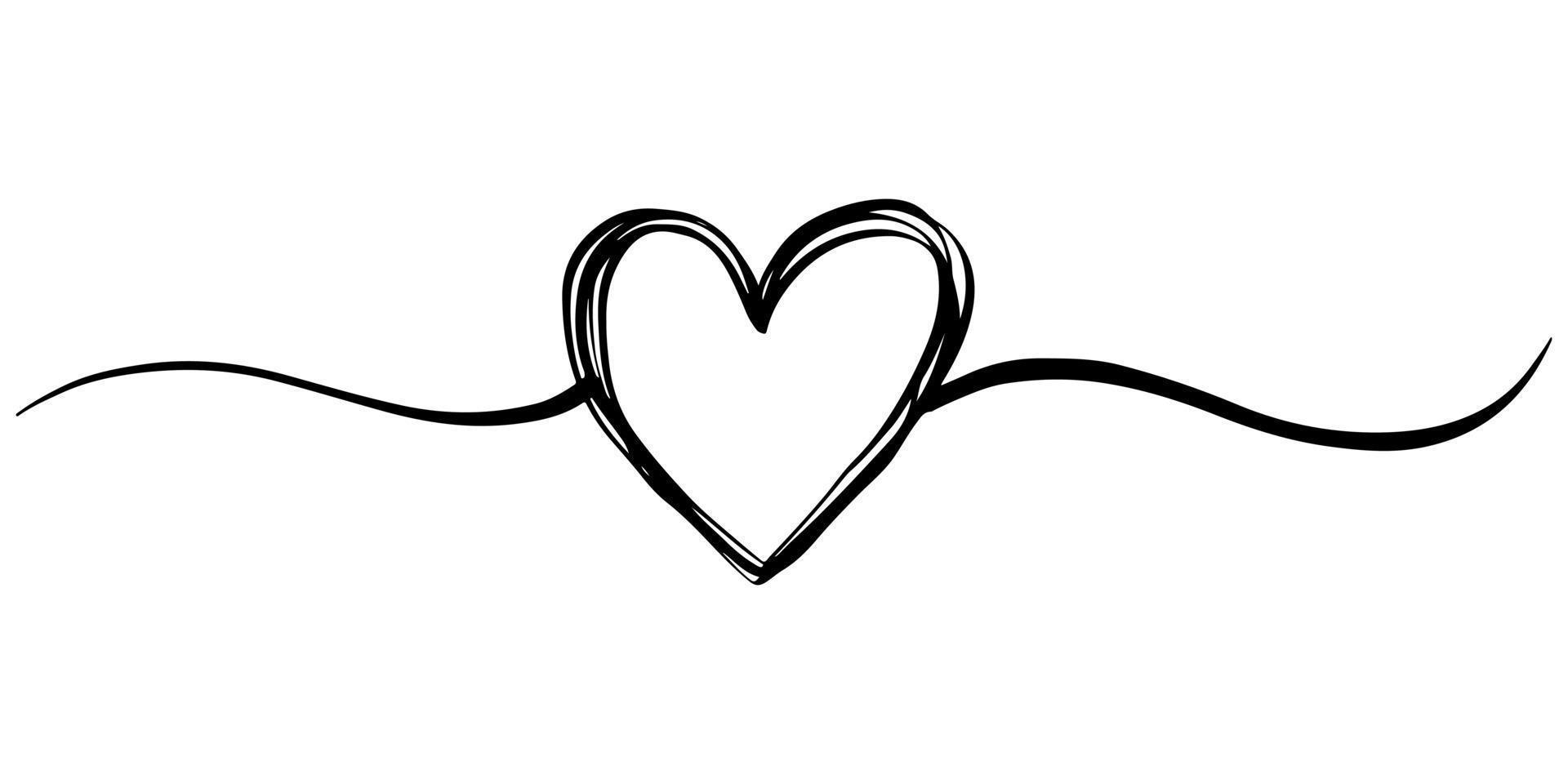 hand drawn heart with thin line, divider shape, Tangled grungy round scribble Isolated on white background.Vector illustration vector