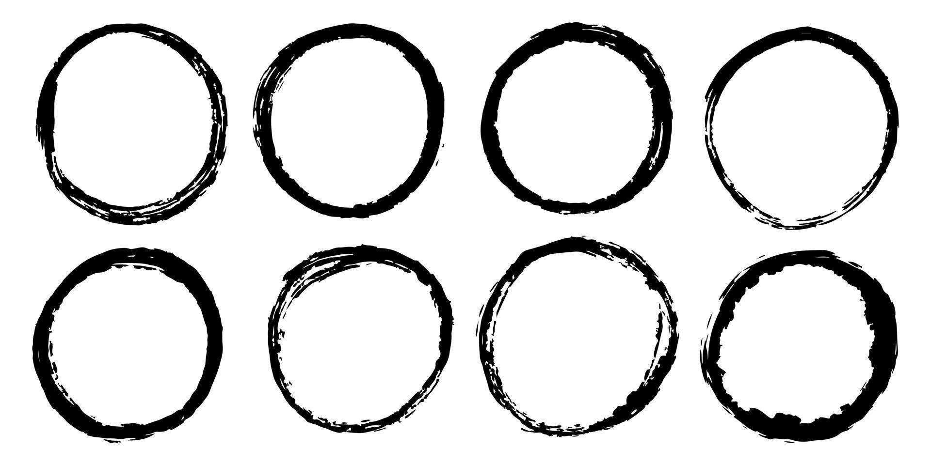 set of hand drawn vector doodle circle line sketch isolated on white background.