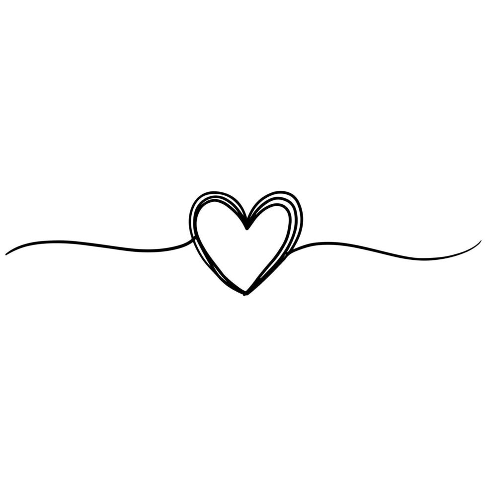 hand drawn heart with thin line, divider shape, Tangled grungy round scribble Isolated on white background.Vector illustration vector