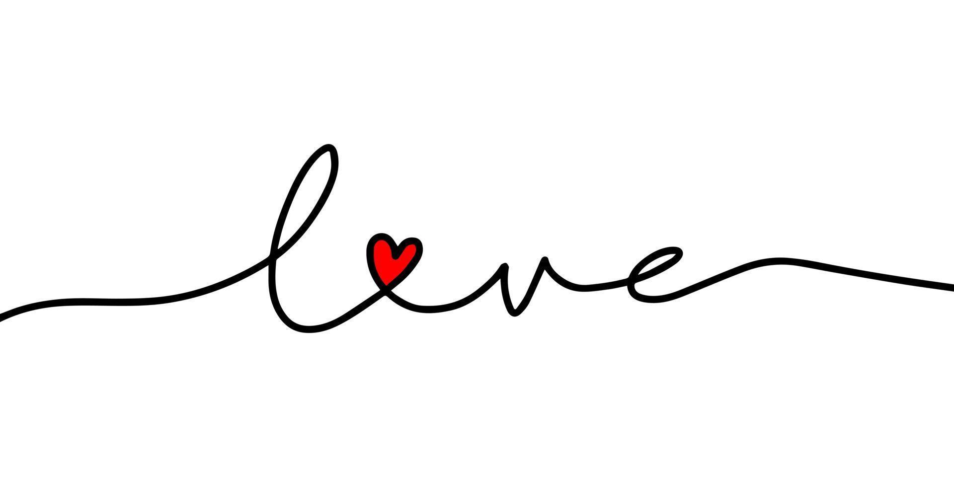 amor corazon. símbolo de amor abstracto. dibujo continuo de una línea de amor tipografía letras línea arte diseño vector ilustración.