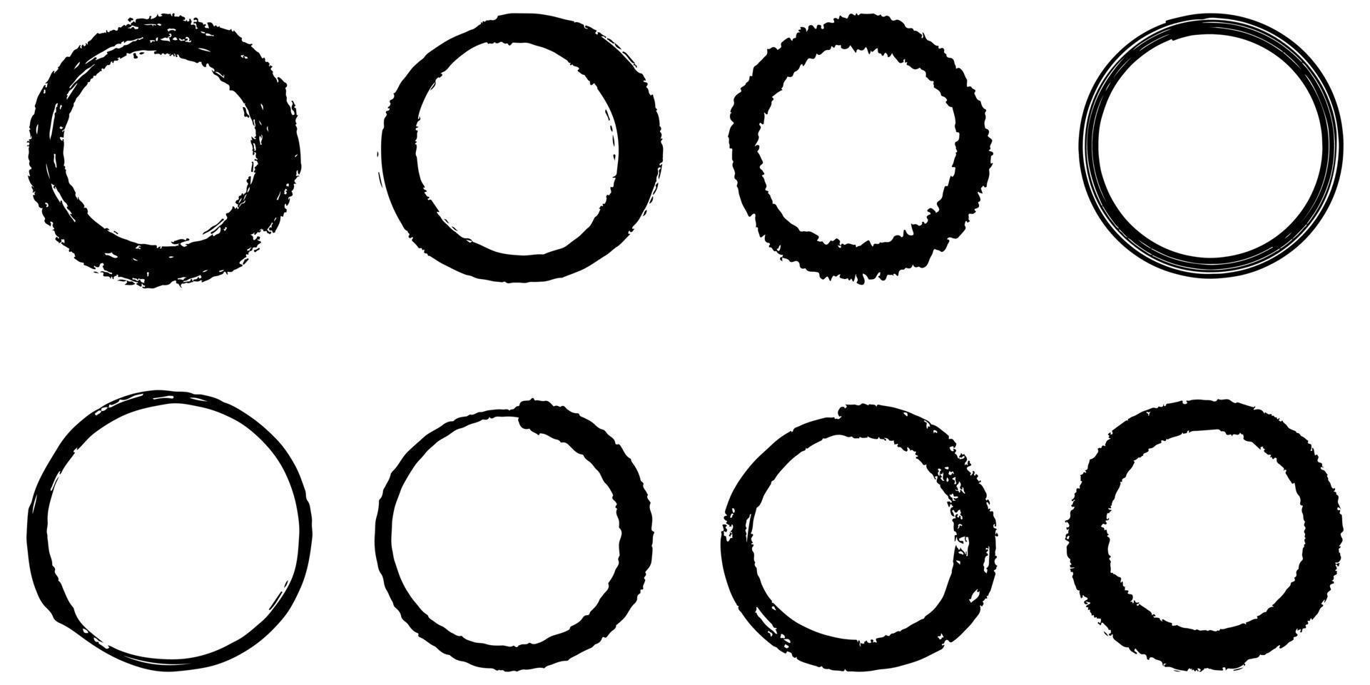 set of hand drawn vector doodle circle line sketch isolated on white background.