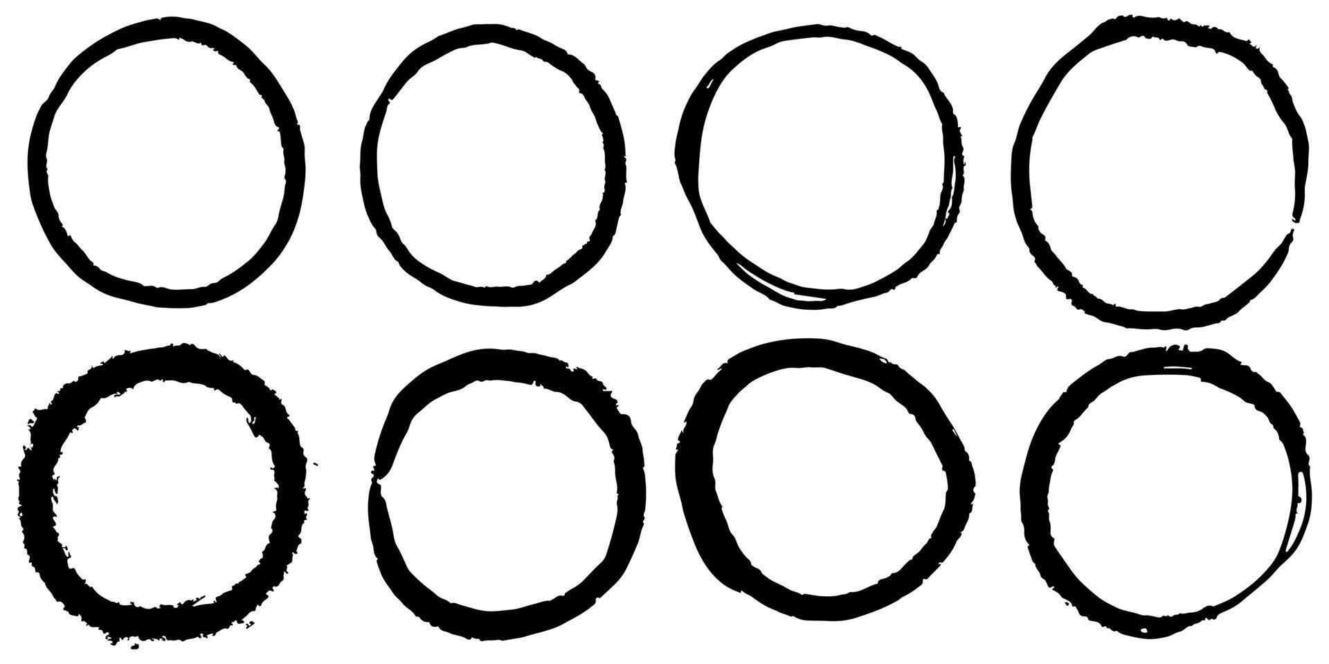 set of hand drawn vector doodle circle line sketch isolated on white background.