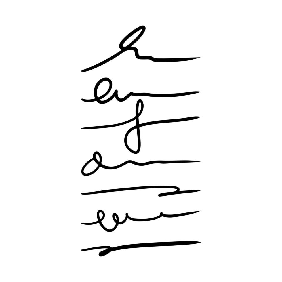 líneas de letras a mano - líneas de firma aisladas sobre fondo blanco. ilustración vectorial vector