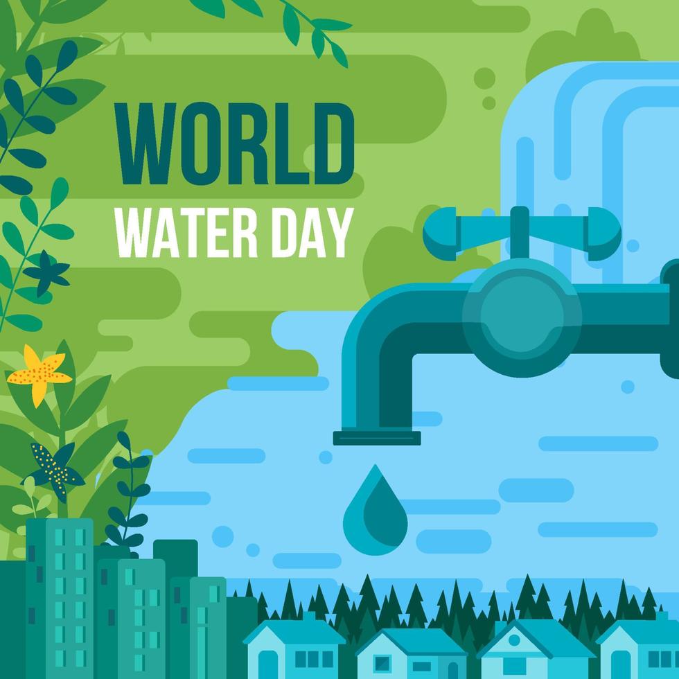 mujer promueve el día mundial del agua en el concepto de naturaleza vector