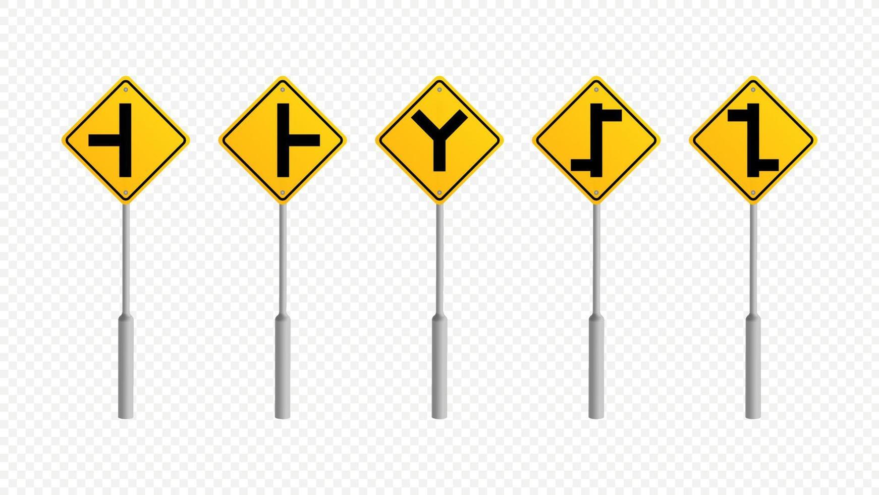 Warning Traffic Road Sign Collection Vector Illustration Template