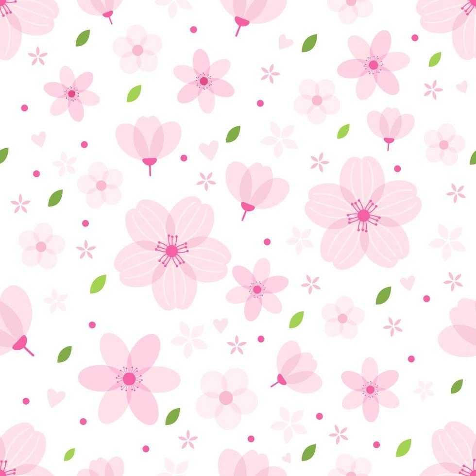 Cute Cherry Blossom Seamless Pattern vector