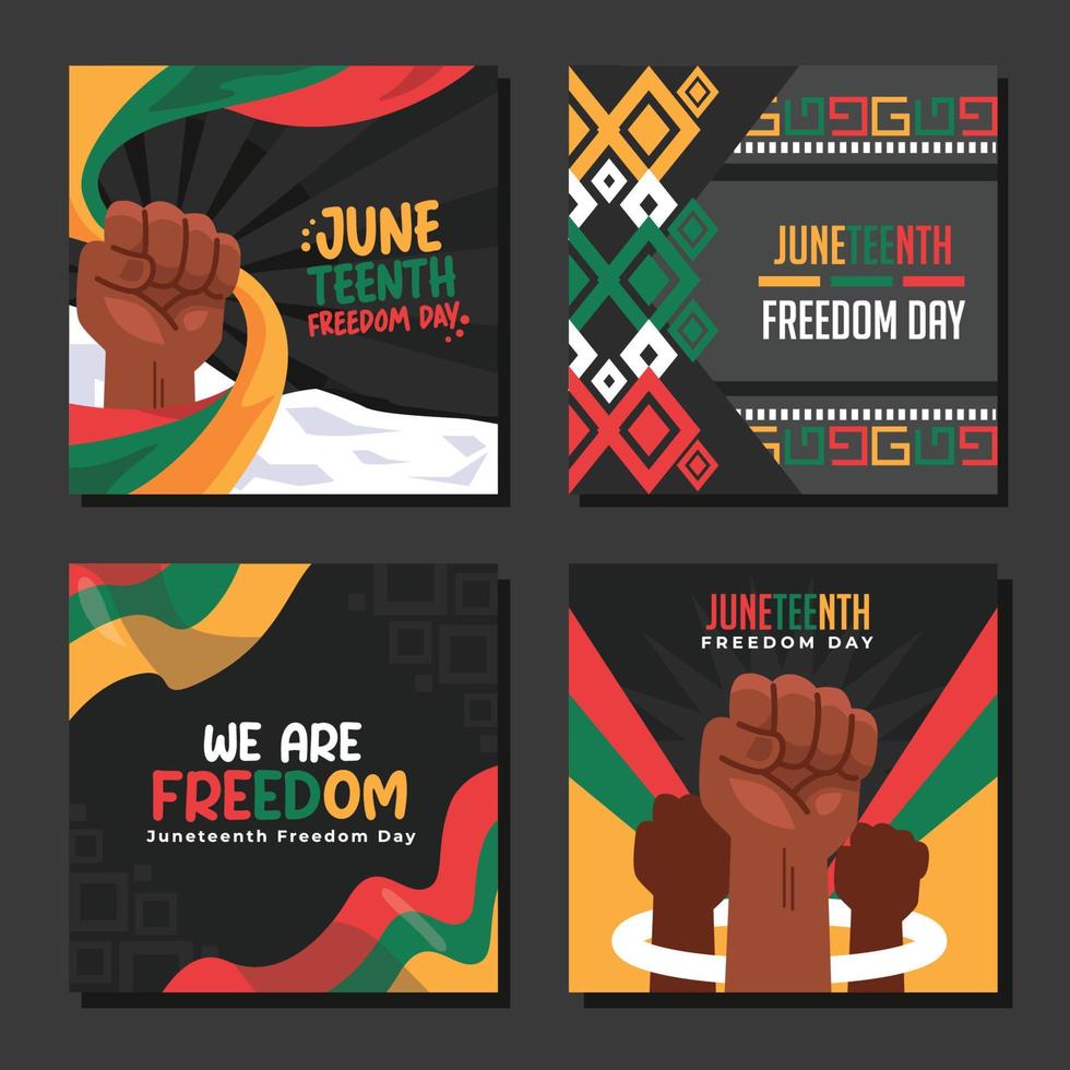 Set of Juneteenth Social Media Post vector