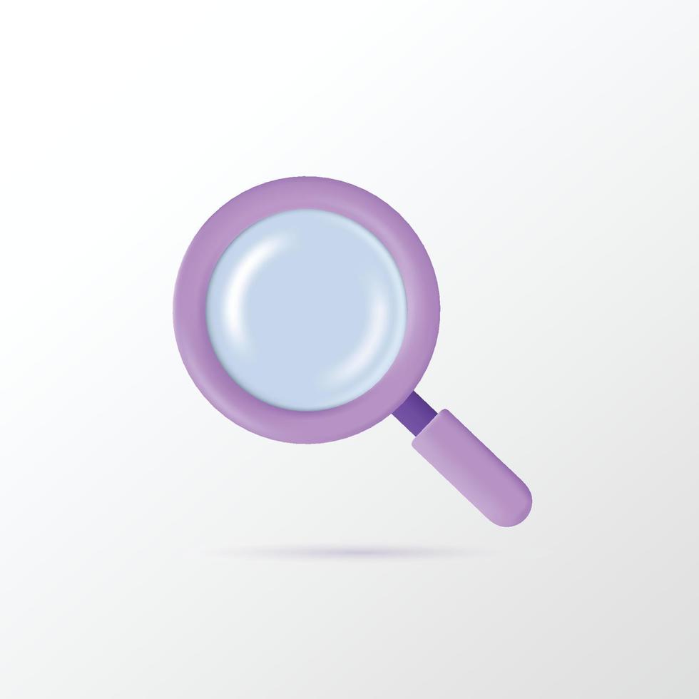 Magnifying glass 3d vector icon illustration design element