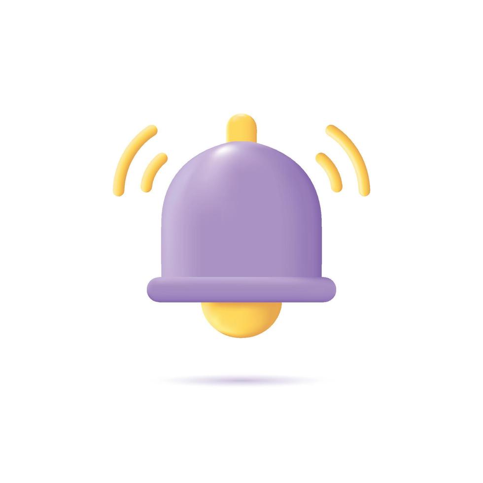 Notification message bell icon alert and alarm icon 3d vector illustration