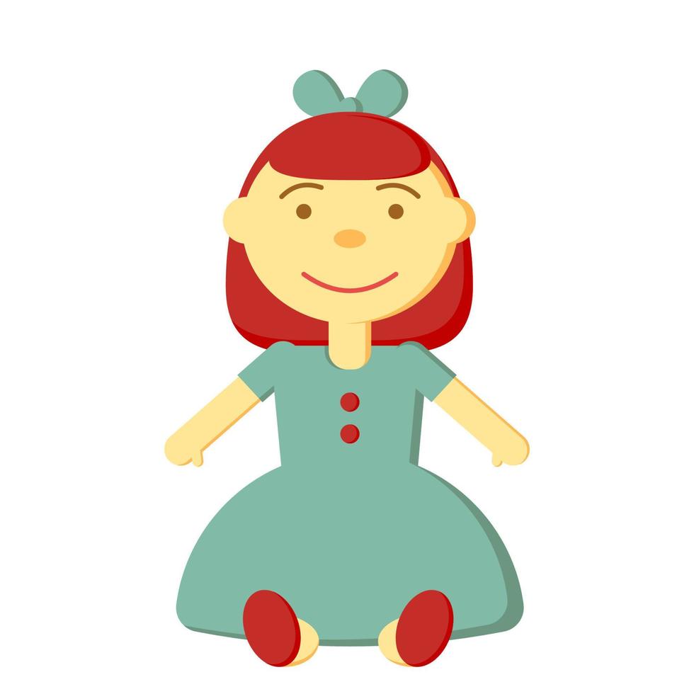 Kids toy doll icon. Childrens colorful plastic toy. Flat vector illustration for your design isolated on white background.