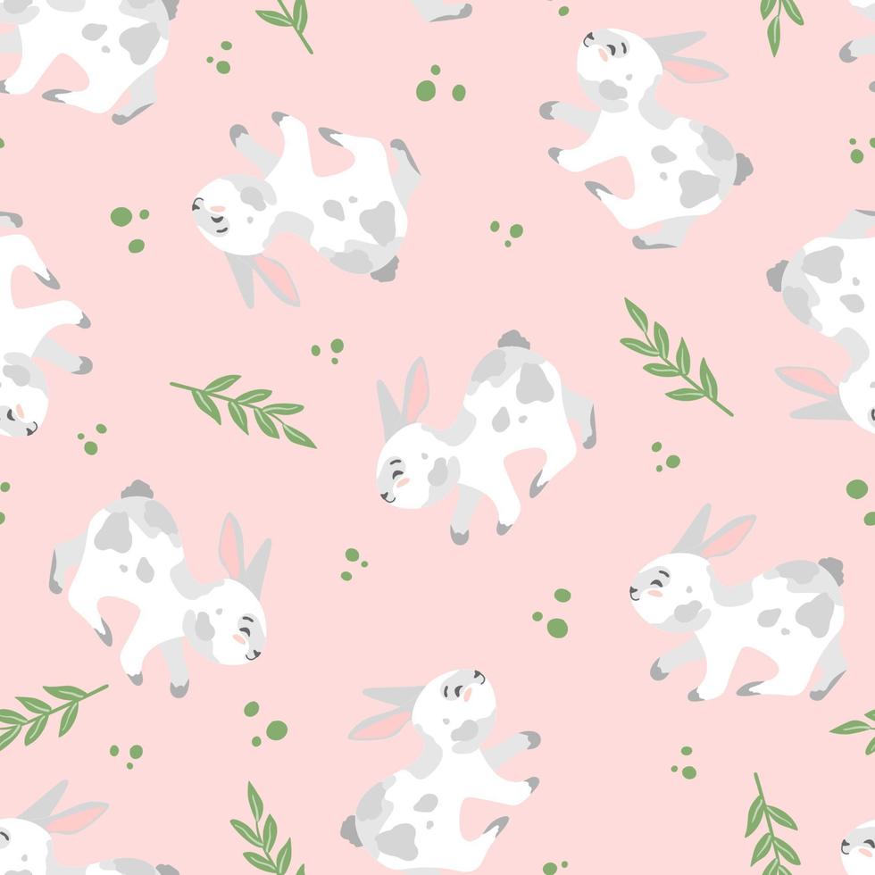 Happy Easter bunny vector seamless pattern. Spring background with rabbits or hares for textile, wallpaper or print design. Flat cartoon texture Illustration