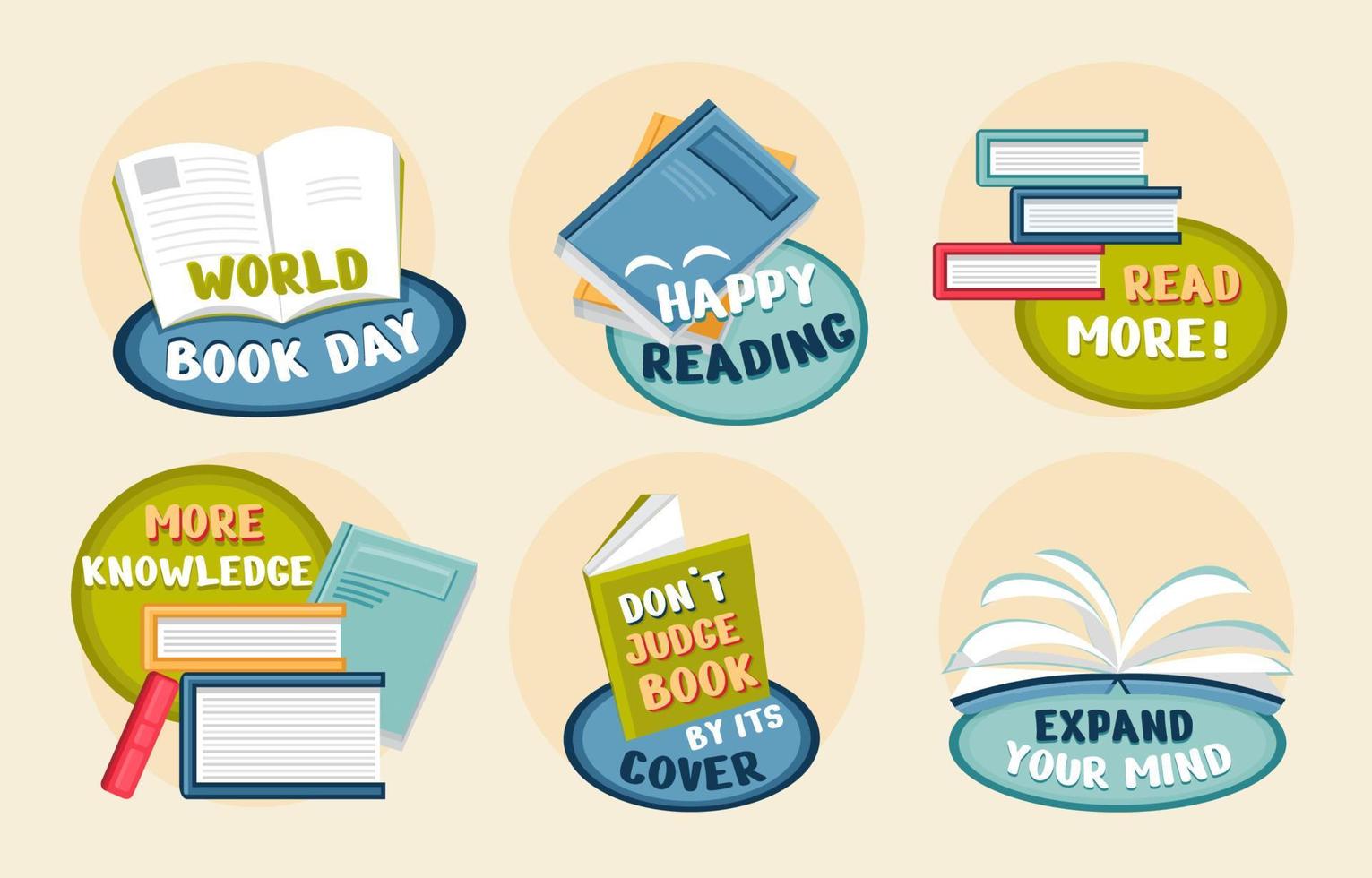 World Book Sticker Set Concept vector