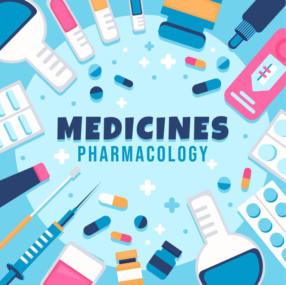 concepto de farmacología de medicamentos vector