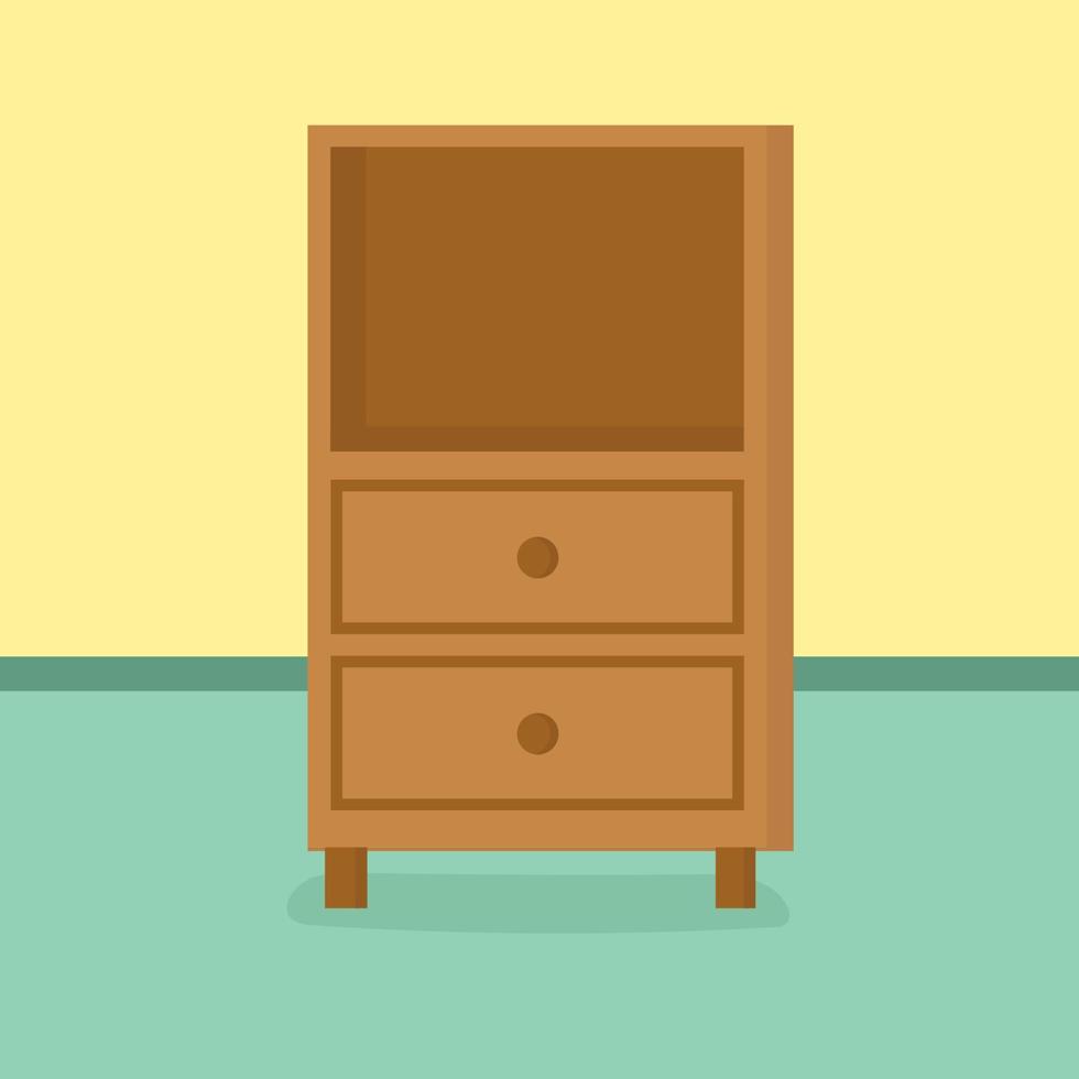 Furniture for home decor. Drawer for modern living room reception or lounge single object flat cartoon design vector illustration.