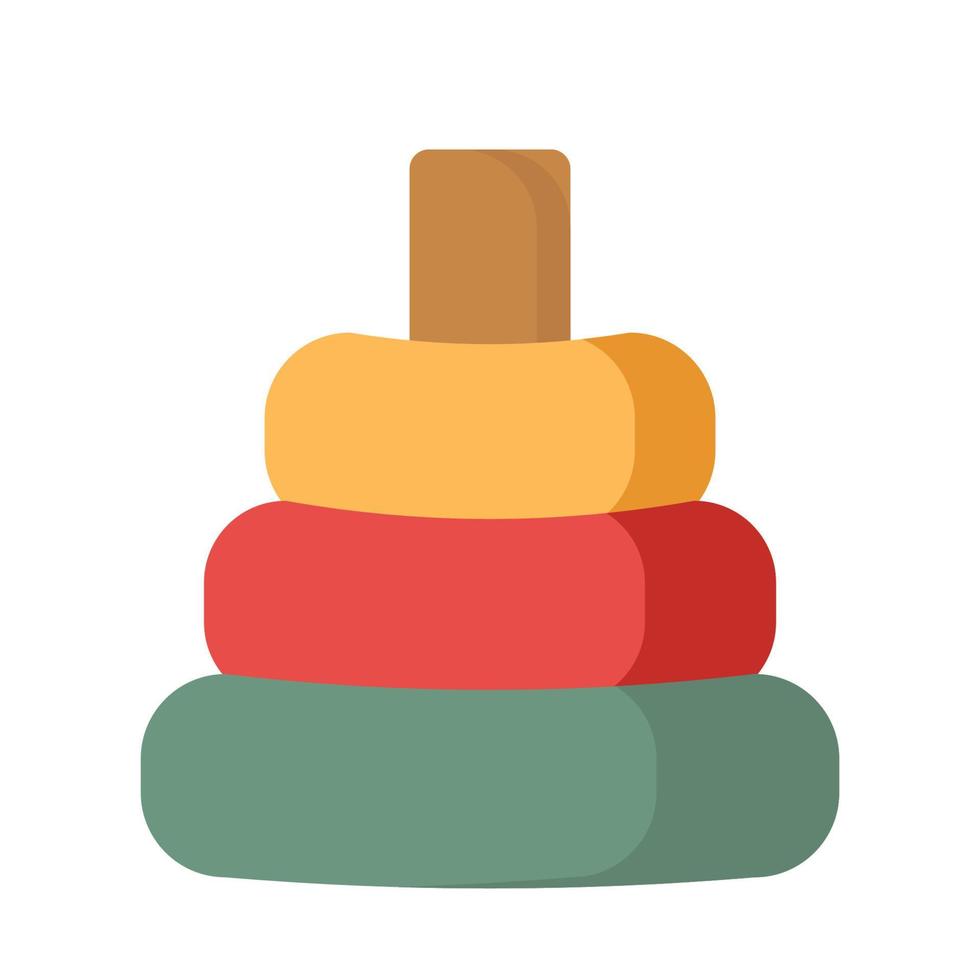 Kids toy pyramid icon. Childrens educational colorful plastic toy, stacking ring set. Flat vector illustration for your design isolated on white background.