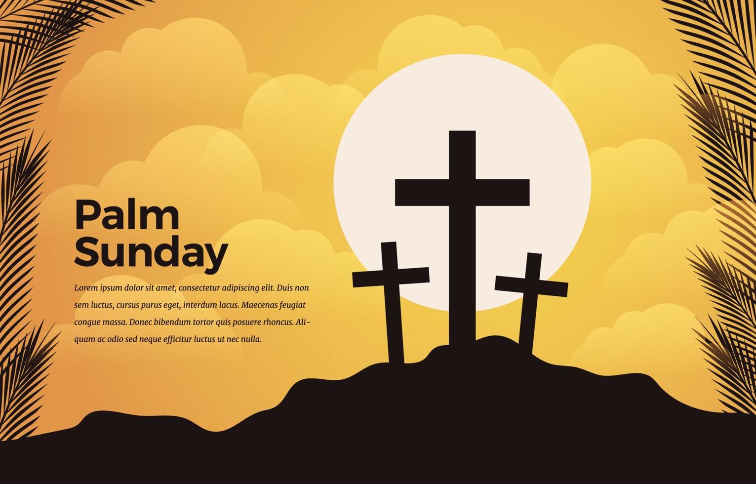 Palm Sunday with Cross and Palm Leaf Silhouette vector