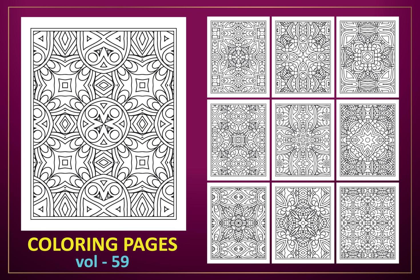 Coloring page mandala background. black and white coloring book pattern. vector