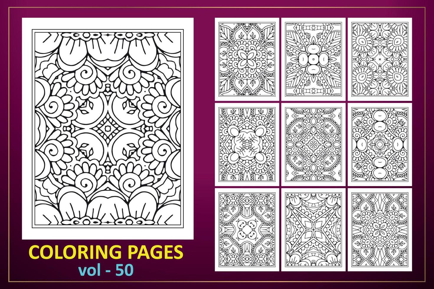 Coloring page mandala background. black and white coloring book pattern. vector