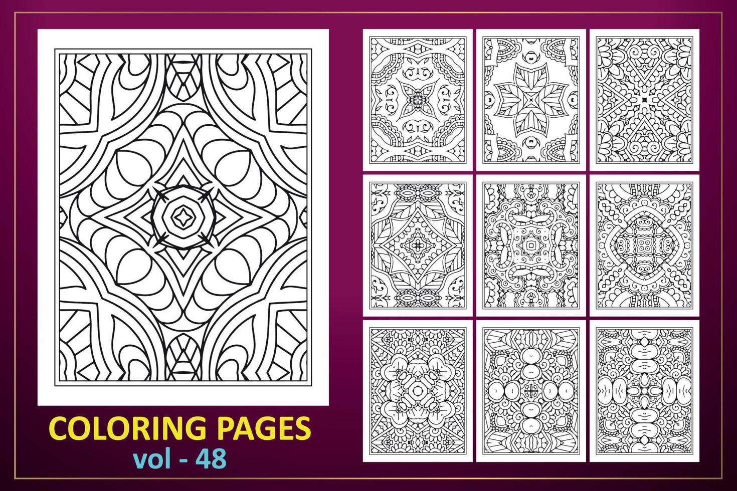Coloring page mandala background. black and white coloring book pattern. vector