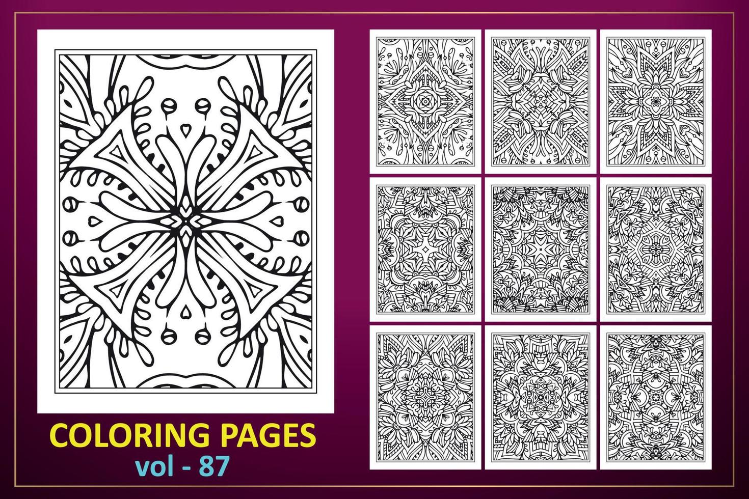 Coloring page mandala background. black and white coloring book pattern. vector