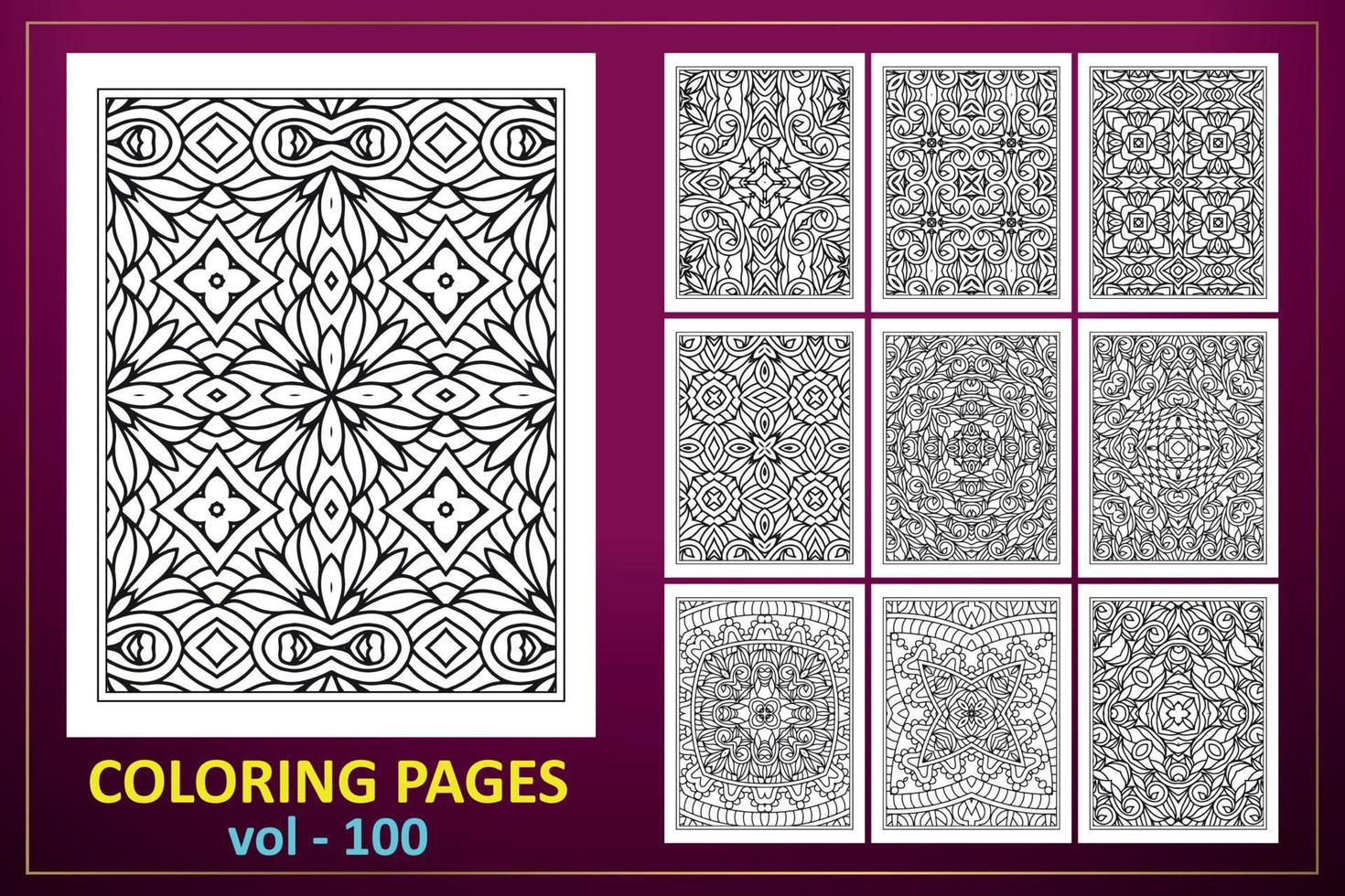 Coloring page mandala background. black and white coloring book pattern. vector