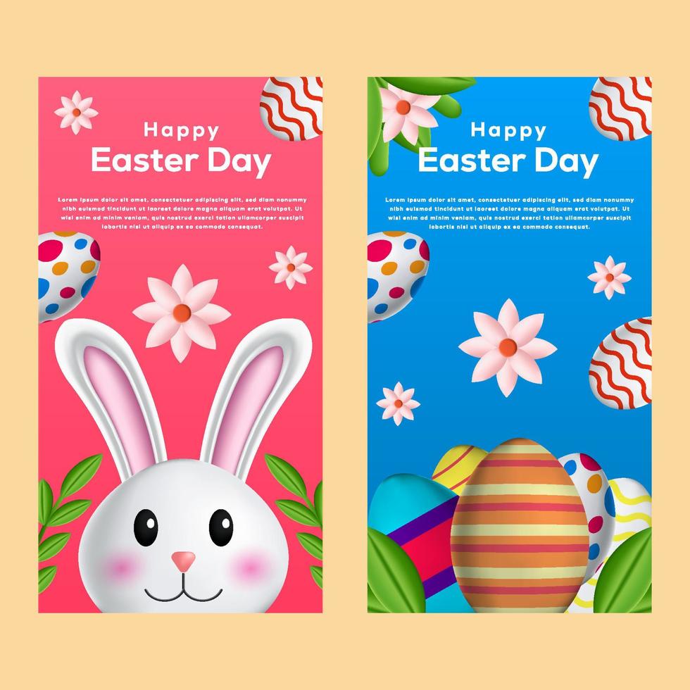 conjunto de ilustración de banner vertical de pascua vector