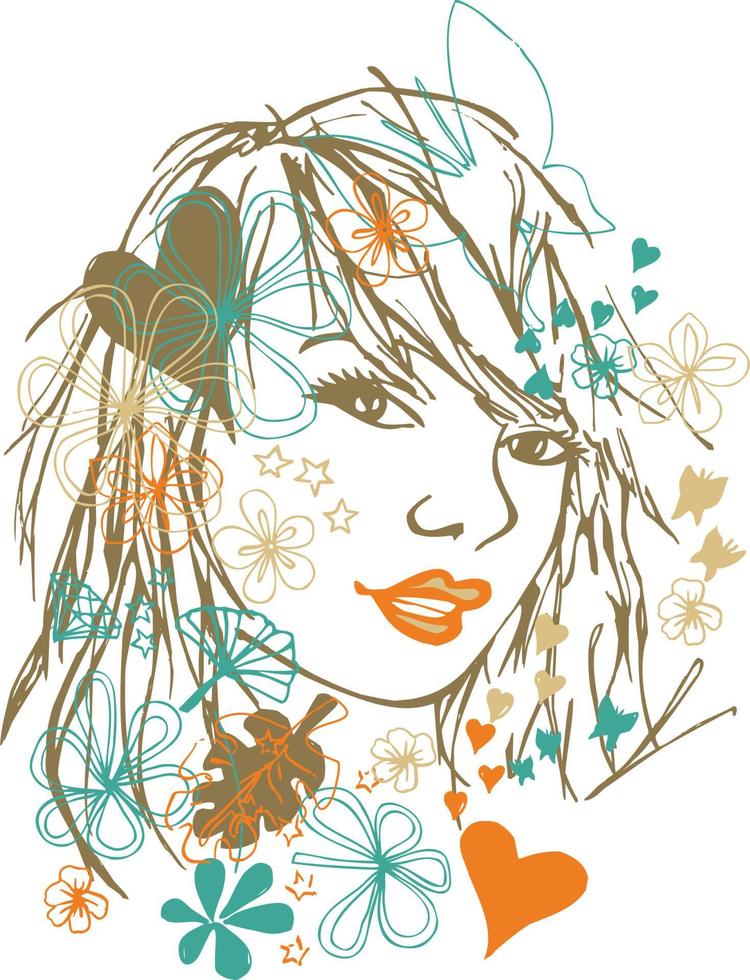 shirt girl design floral summer beach vector