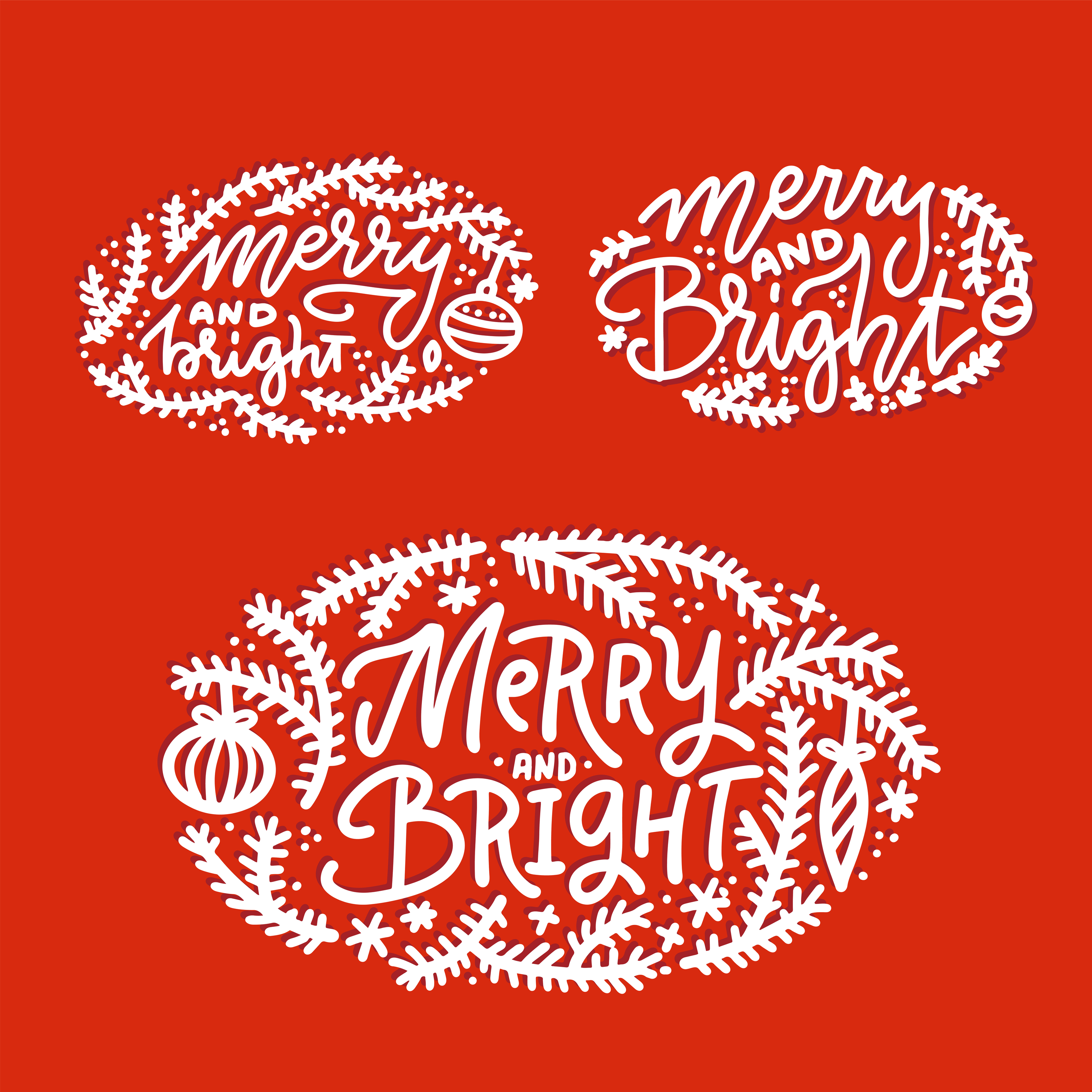 Christmas, winter holiday lettering set. Hand lettered quote ...