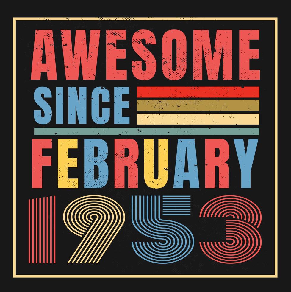 Awesome since 1953.Vintage Retro Birthday Vector.Free Vector