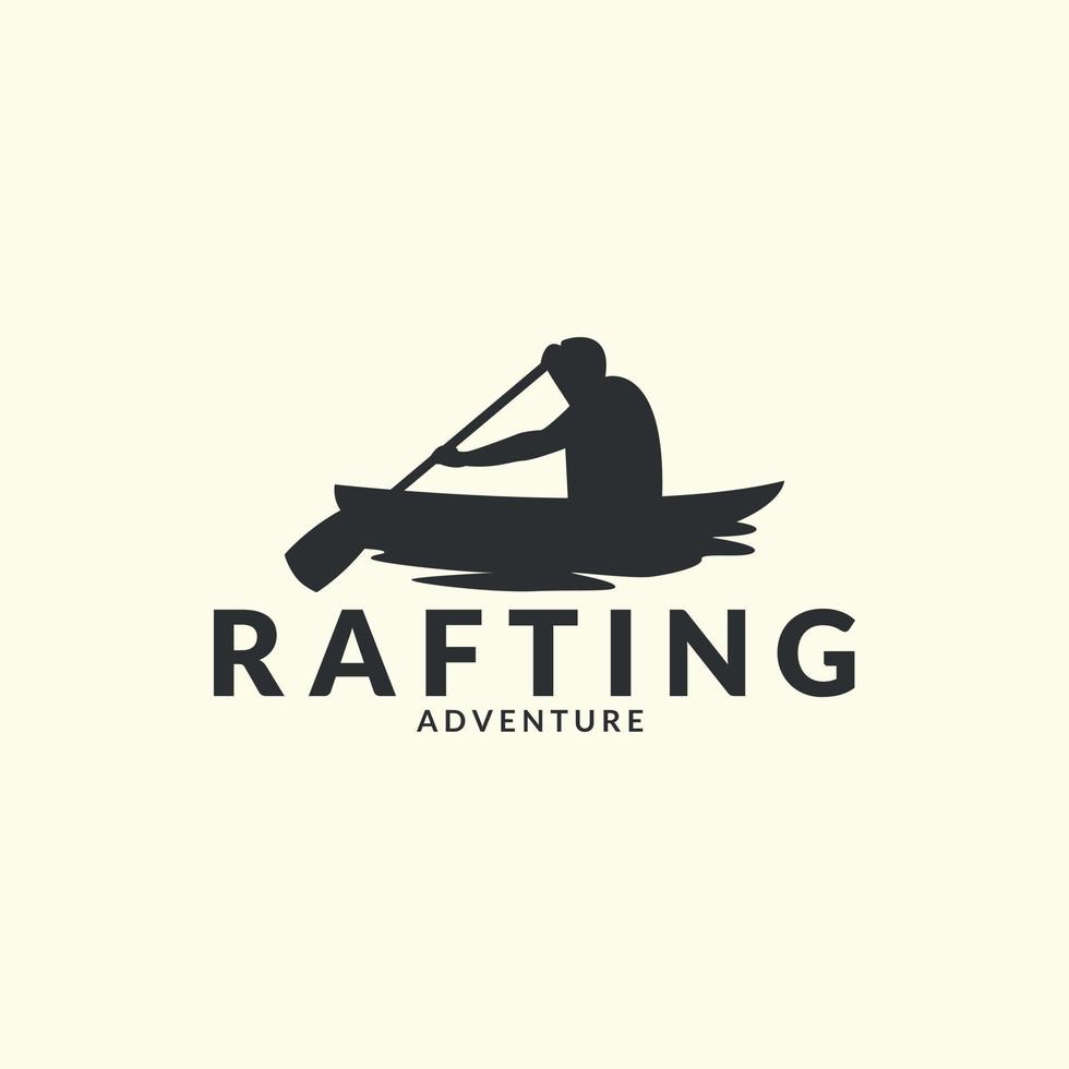 canoa de rafting con diseño de plantilla de logotipo de estilo vintage. deporte, agua, silueta vector ilustración