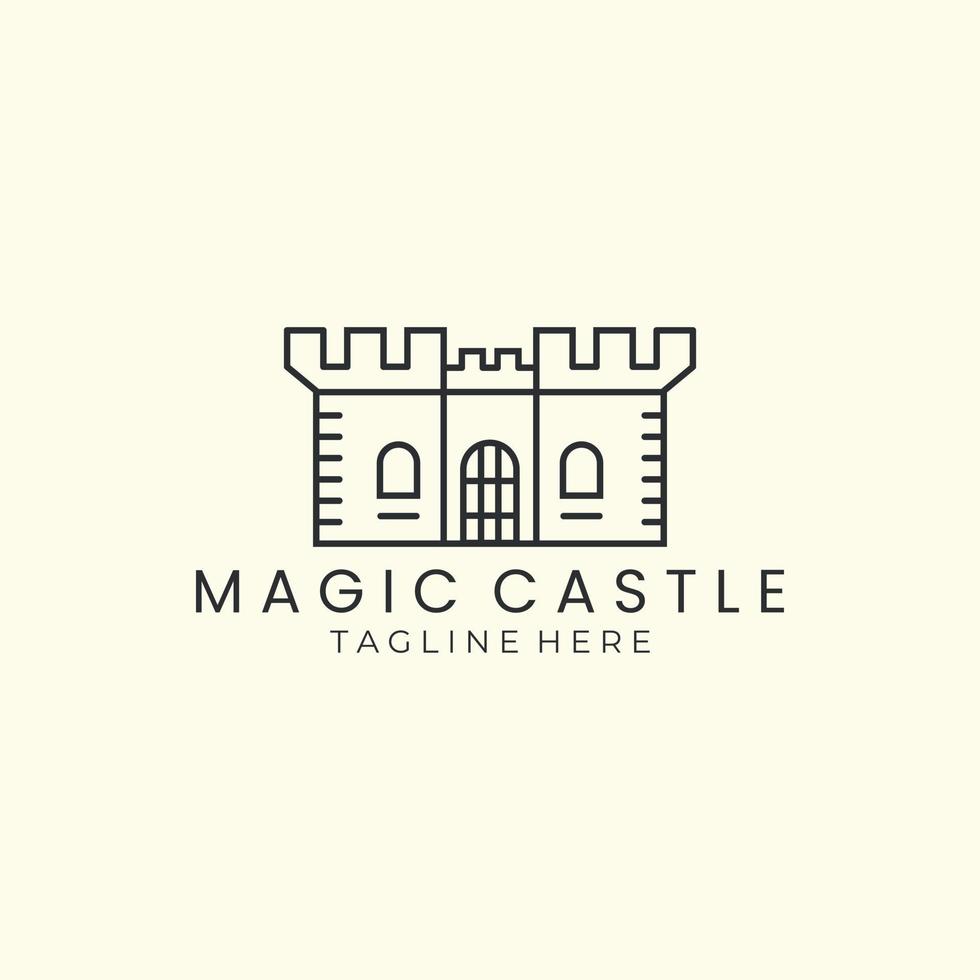 magic castle with line style logo icon template design. fantasy, world, star, moon vector illustration