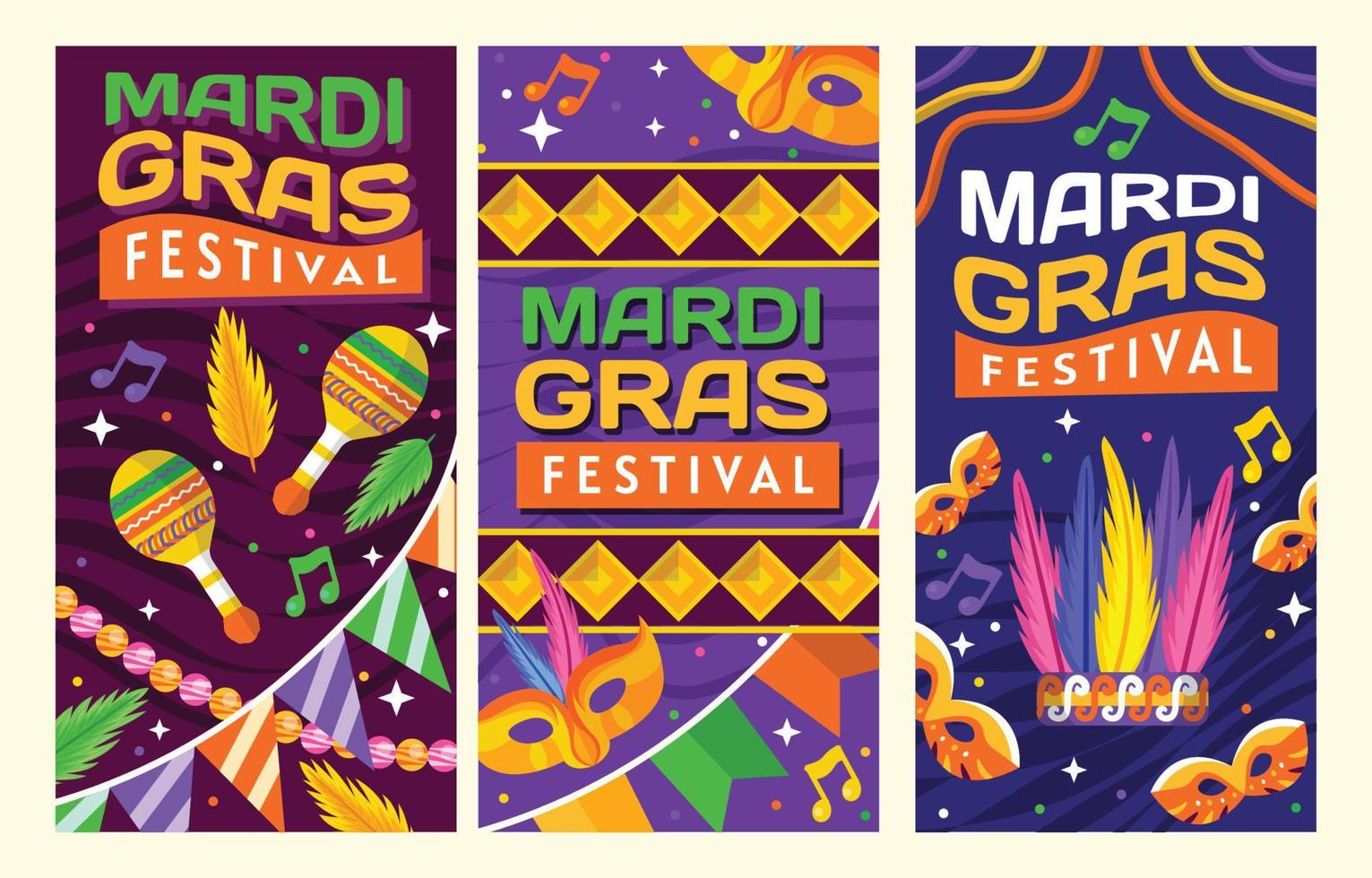 conjunto de plantillas de banner de mardi gras vector