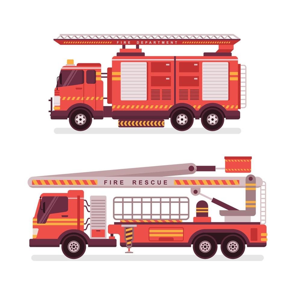 variaciones de diseño plano de camiones de bomberos vector