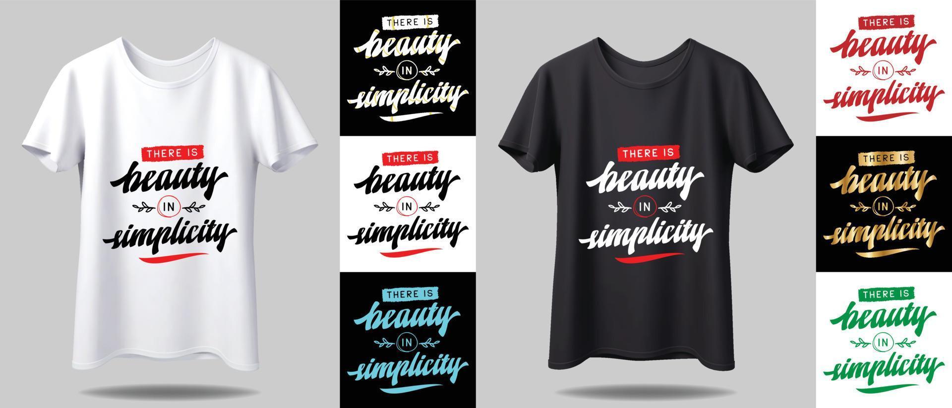 T-shirt design mockup. New black and white typography t-shirt design with mockup in different color vector