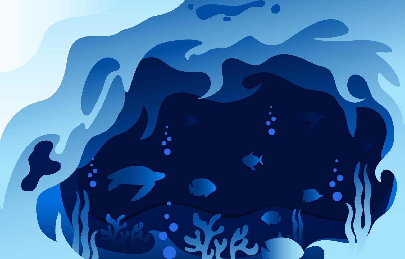 Under Water Paper Cut Style Background vector