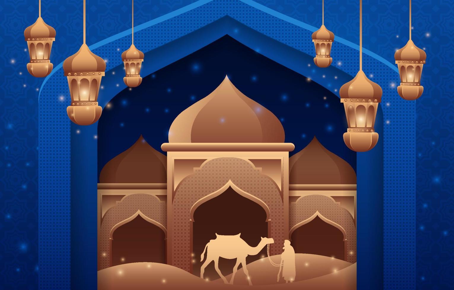 Ramadan Kareem Background with Gradient Mosque Concept vector