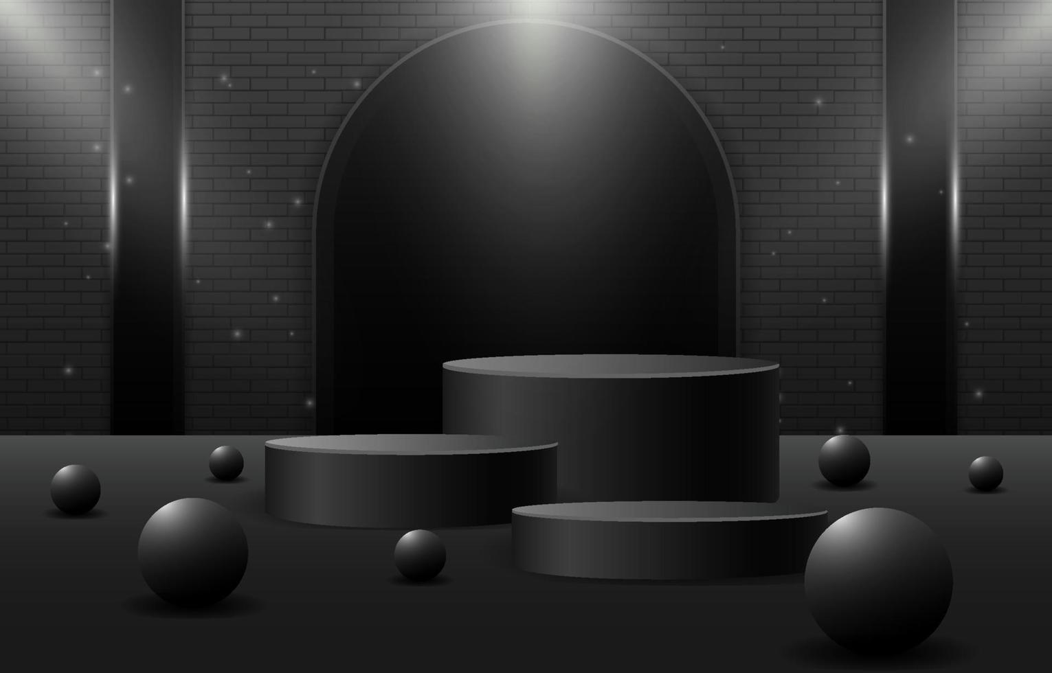 Realistic Black Podium with Light vector
