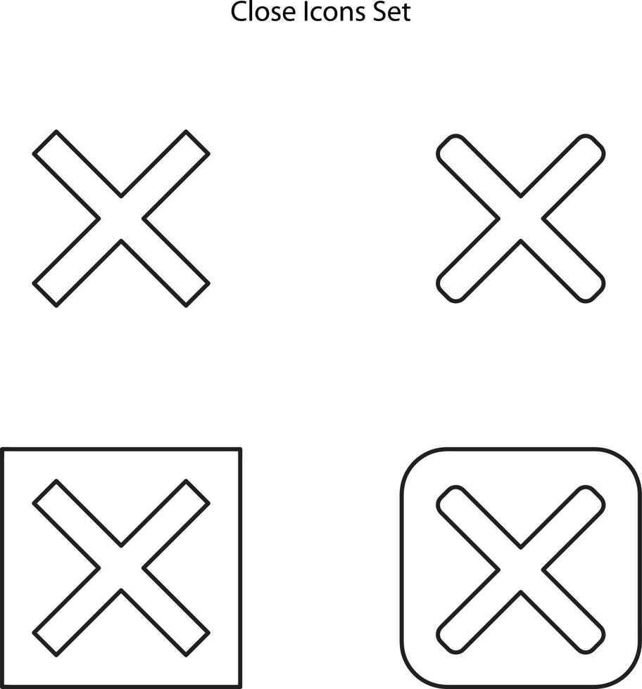 close icons set isolated on white background. close icon thin line outline linear close symbol for logo, web, app, UI. close icon simple sign. vector