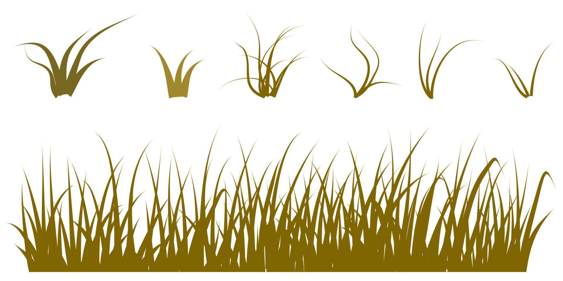 vector brown grass silhouette set