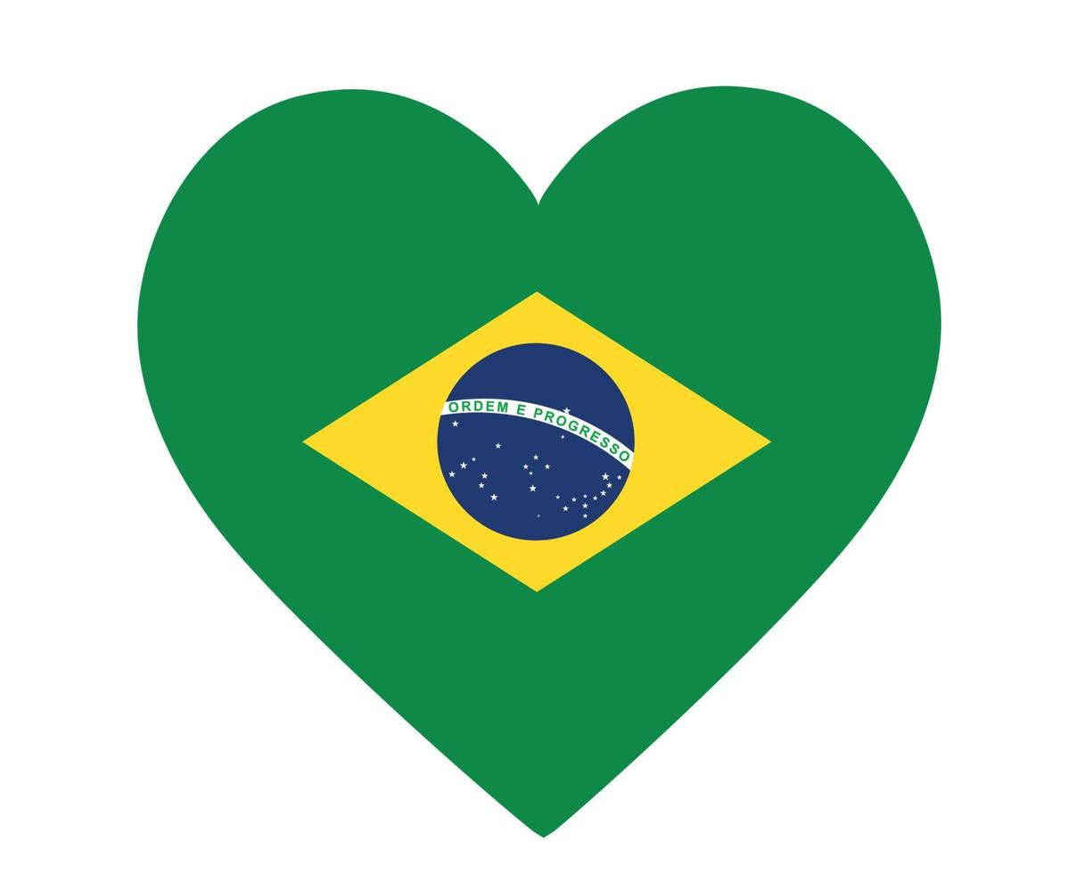 Brazil Flag National American Latine Emblem Heart Icon Vector Illustration Abstract Design Element
