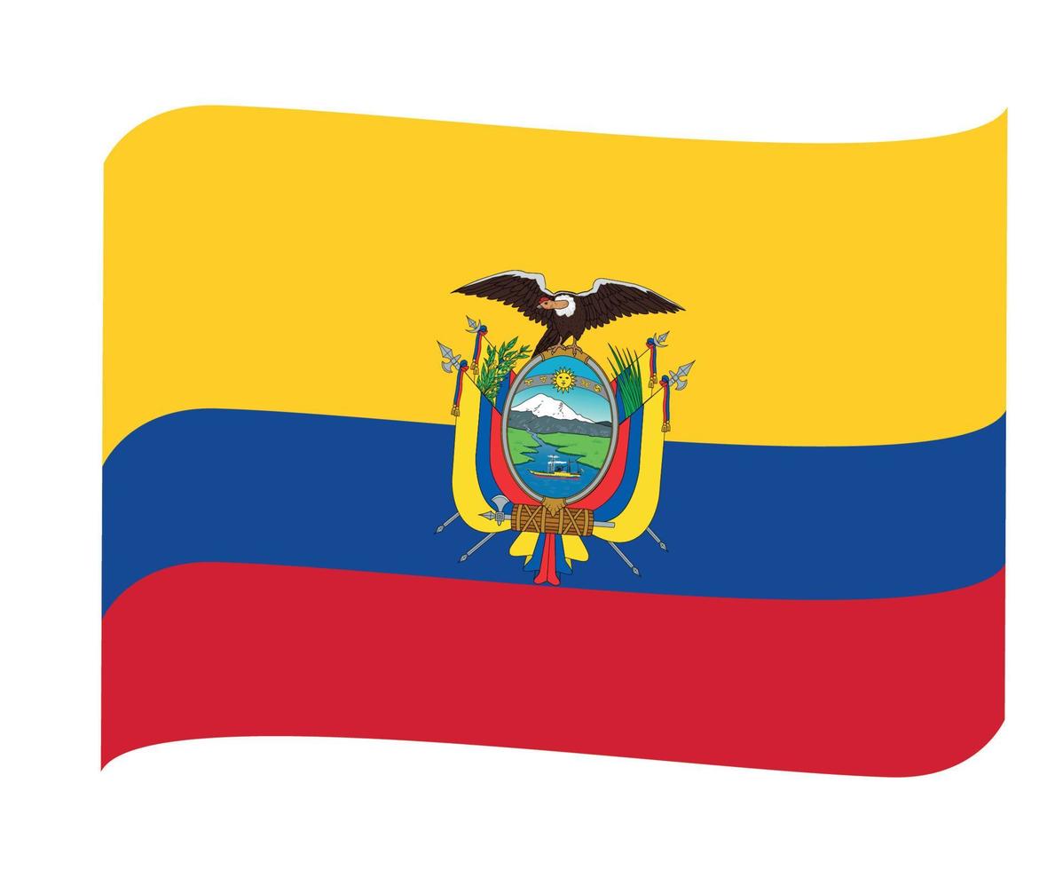 Ecuador Flag National American Latine  Emblem Ribbon Icon Vector Illustration Abstract Design Element