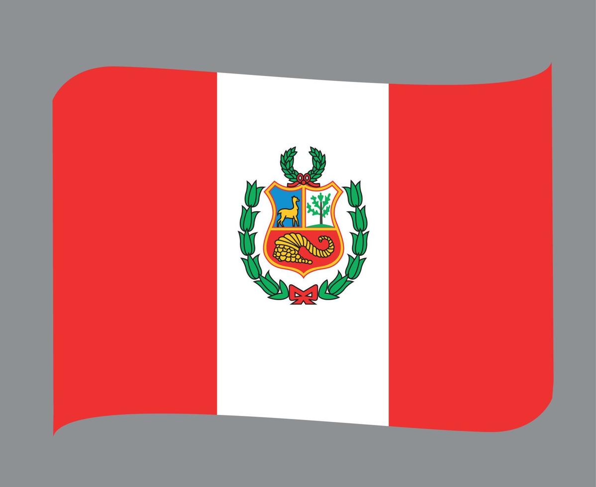 Peru Flag National American Latine Emblem Ribbon Icon Vector Illustration Abstract Design Element