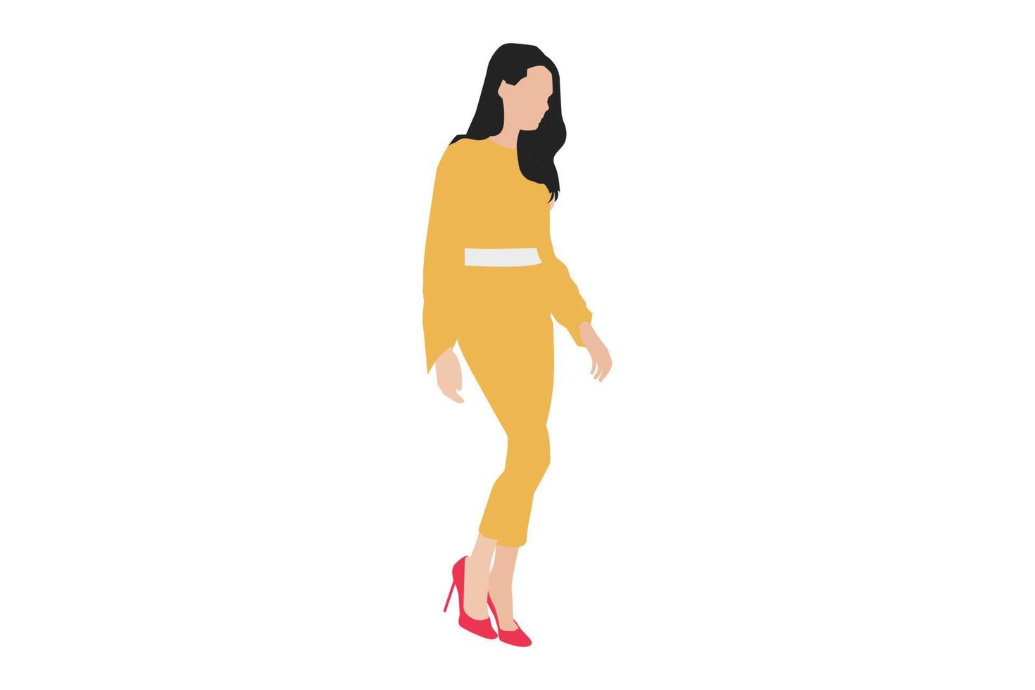 Vector illustration of elegant women walking on the sidewalk