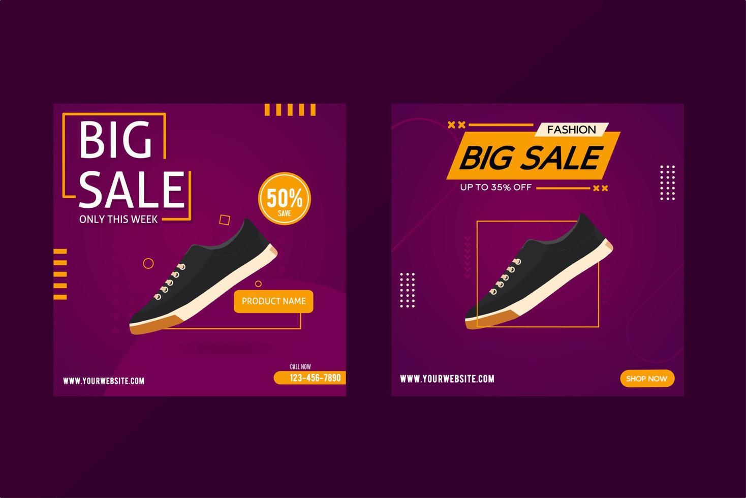 Shoe sale banner for social media post template and web banner vector