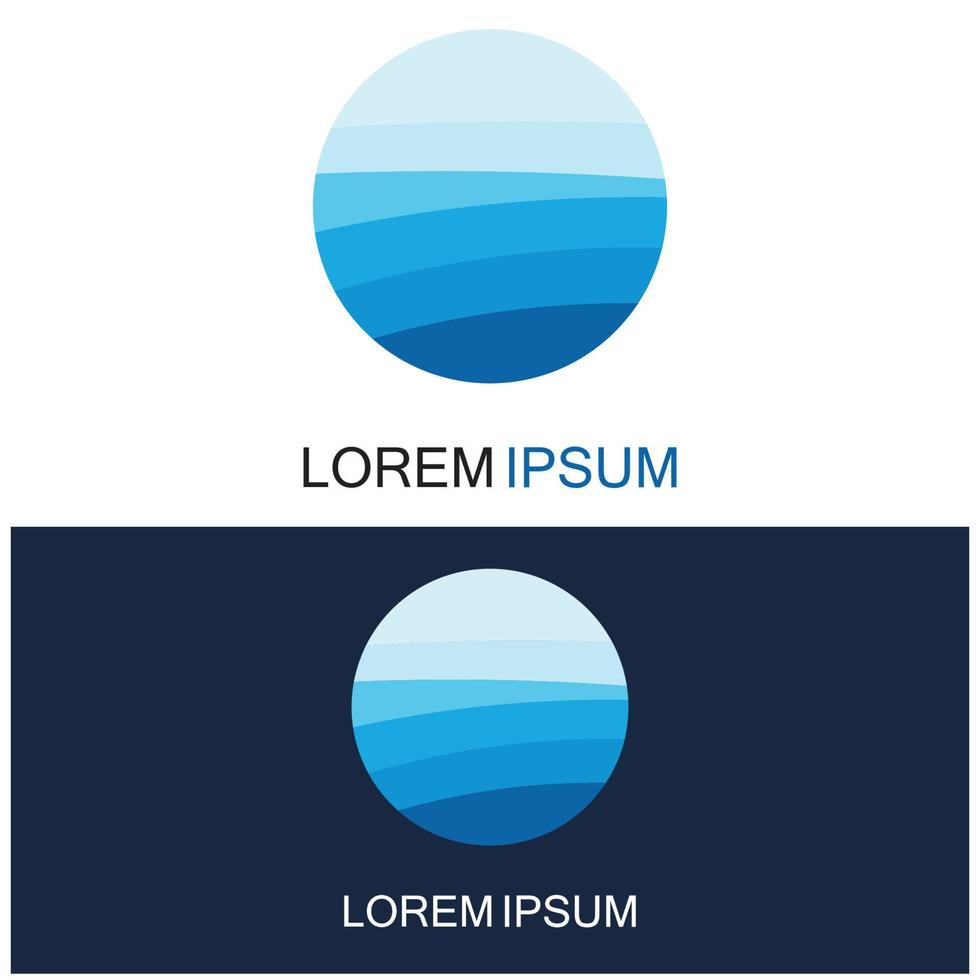 logotipo de forma redonda aislada. logotipo de color azul. imagen de agua que fluye. superficie del río mar océano. vector