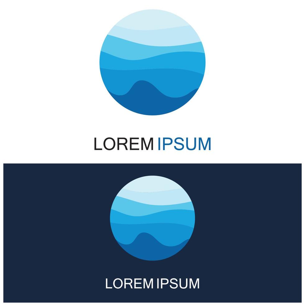 Isolated round shape logo. Blue color logotype. Flowing water image. Sea  ocean  river surface. vector