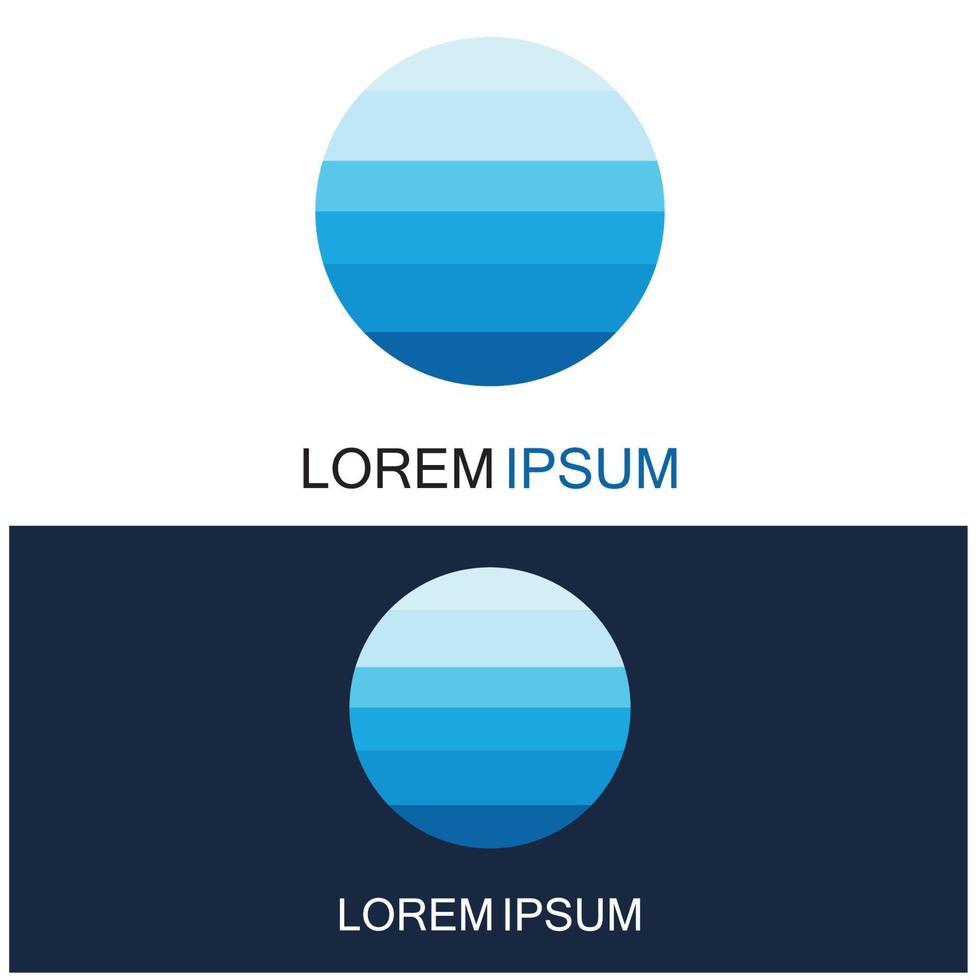Isolated round shape logo. Blue color logotype. Flowing water image. Sea  ocean  river surface. vector