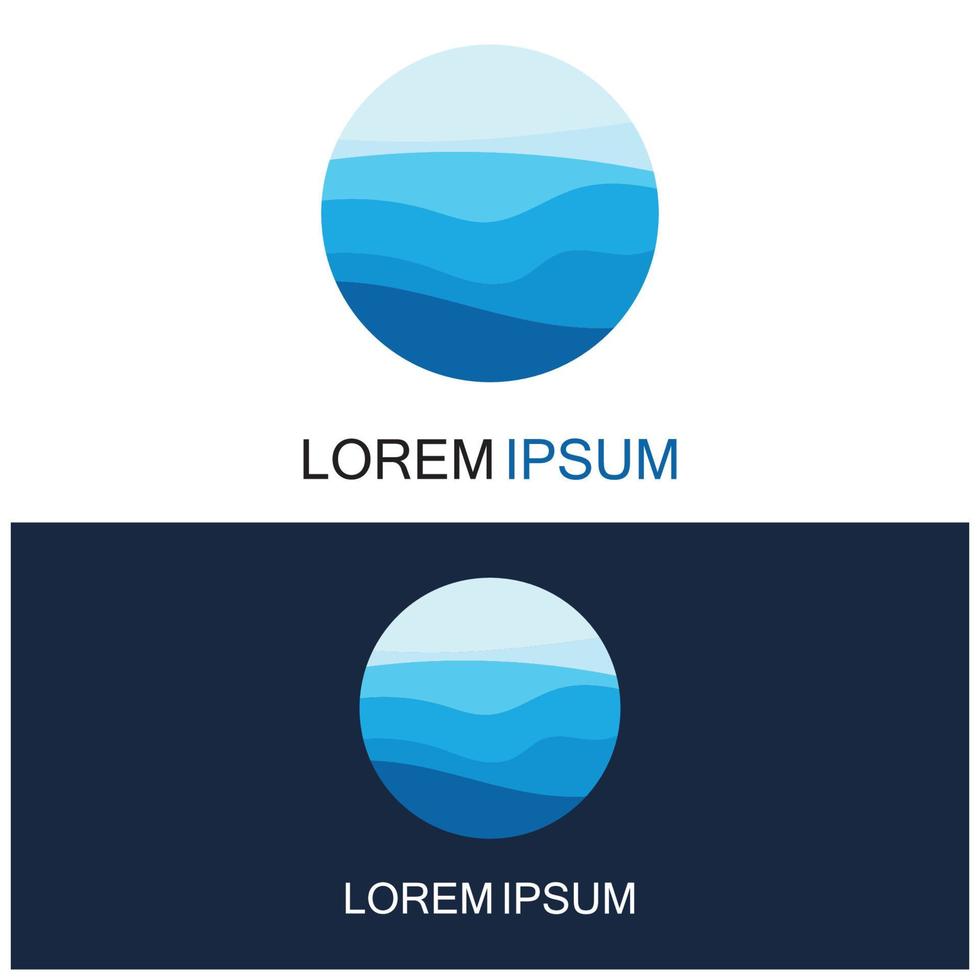 Isolated round shape logo. Blue color logotype. Flowing water image. Sea  ocean  river surface. vector