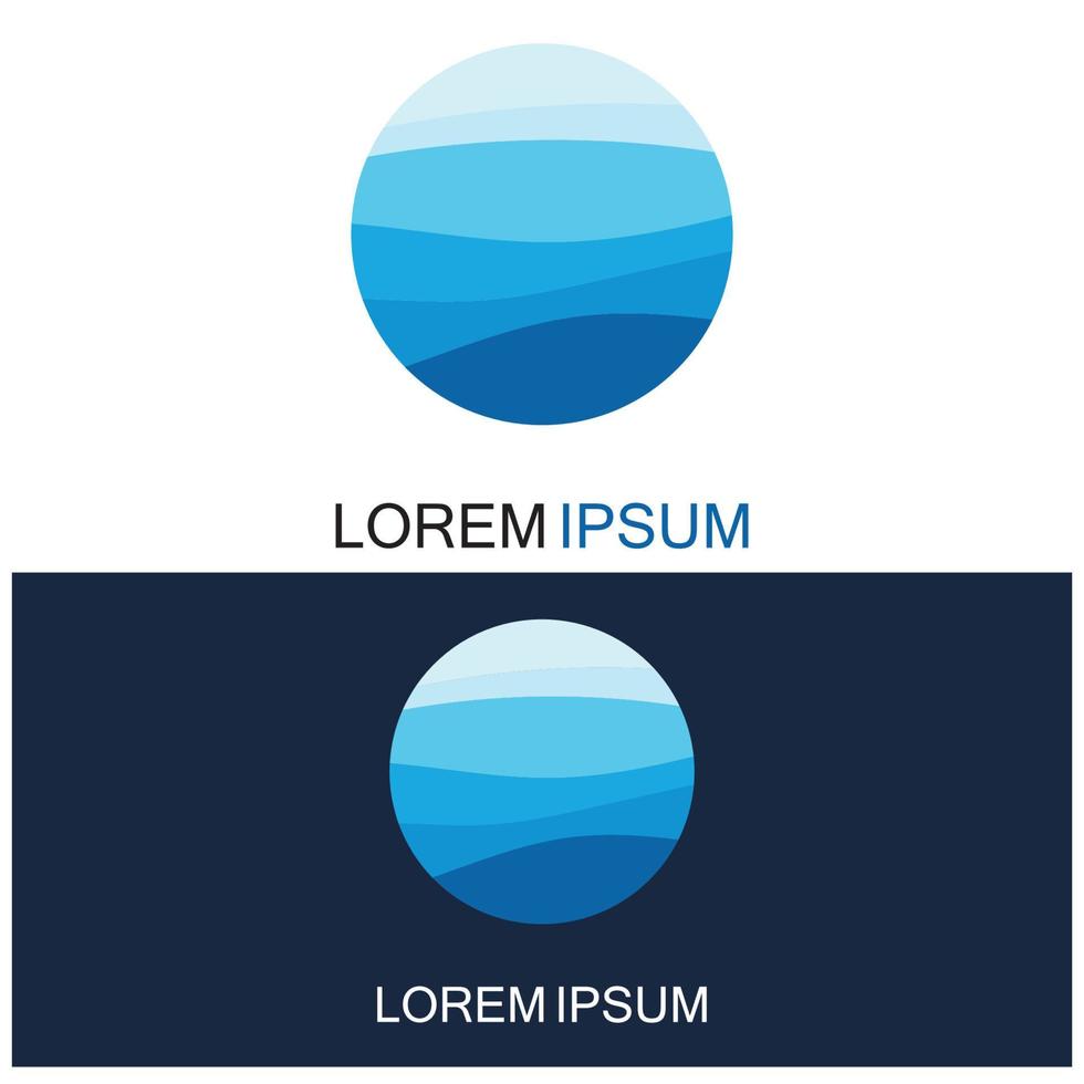 Isolated round shape logo. Blue color logotype. Flowing water image. Sea  ocean  river surface. vector